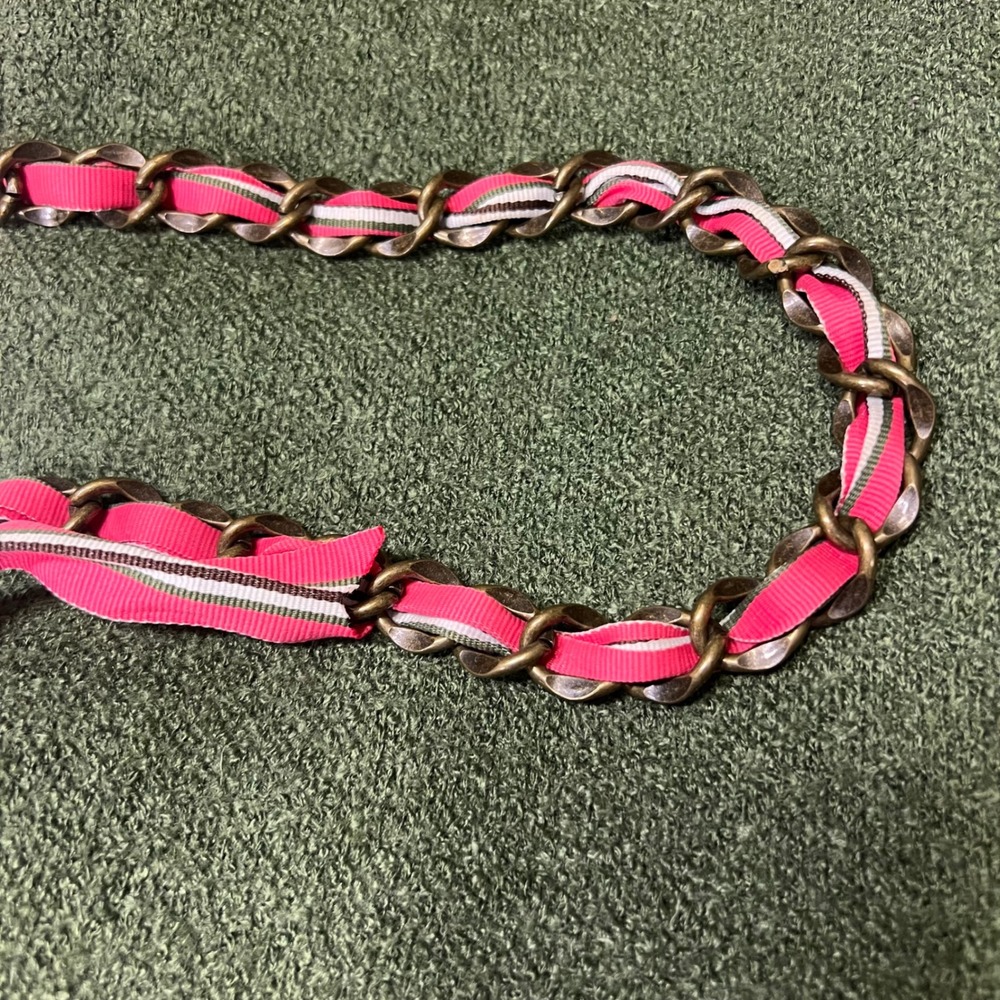 Goldie Limited Edition 4 Olive Green Textured Tote Bag Pink Ribbon Chain Strap - Picture 6 of 9